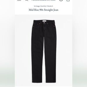 Abercrombie and Fitch black “the 90s straight mid rise”